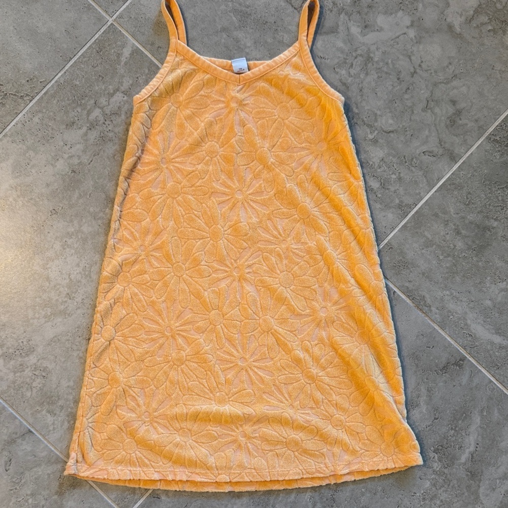 Floral Embossed Orange Slip Dress